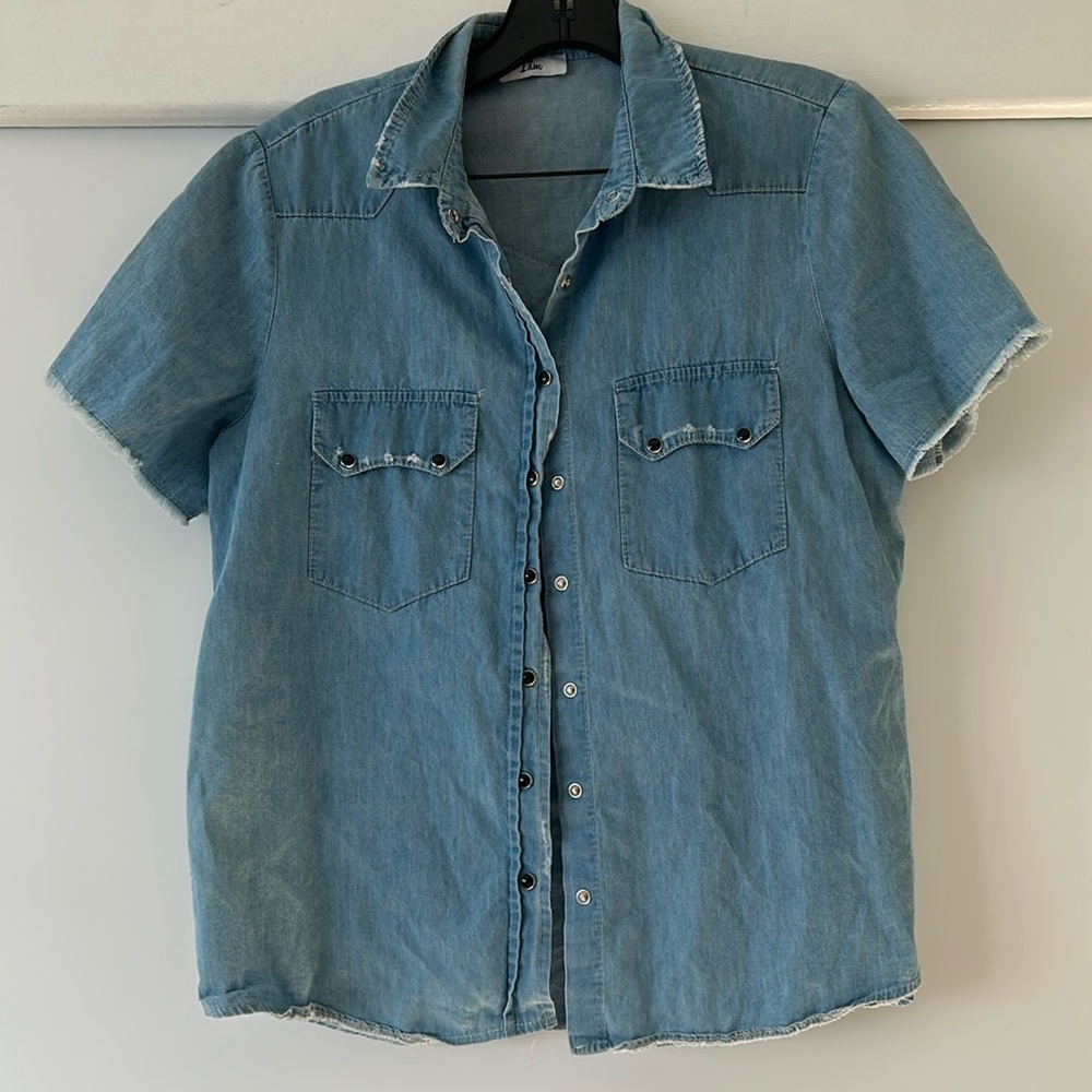 Denim button down t shirt